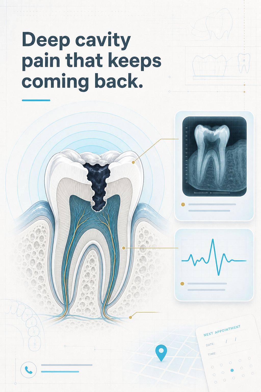 Short red-flag checklist: when tooth pain should not be ignored. - slide 3 - Deep cavity pain that keeps coming back.